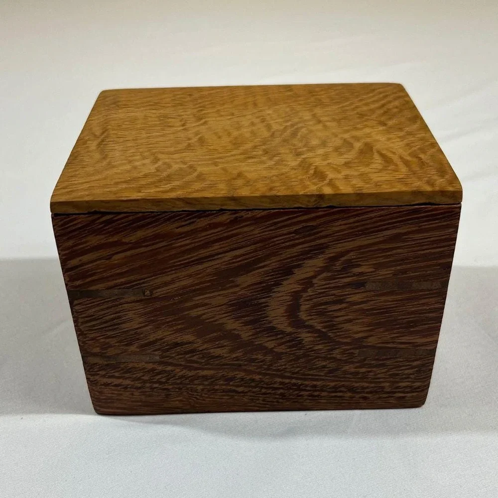 Handcrafted Andira Wood Keepsake Box with White Oak Lid, Custom Wood Storage